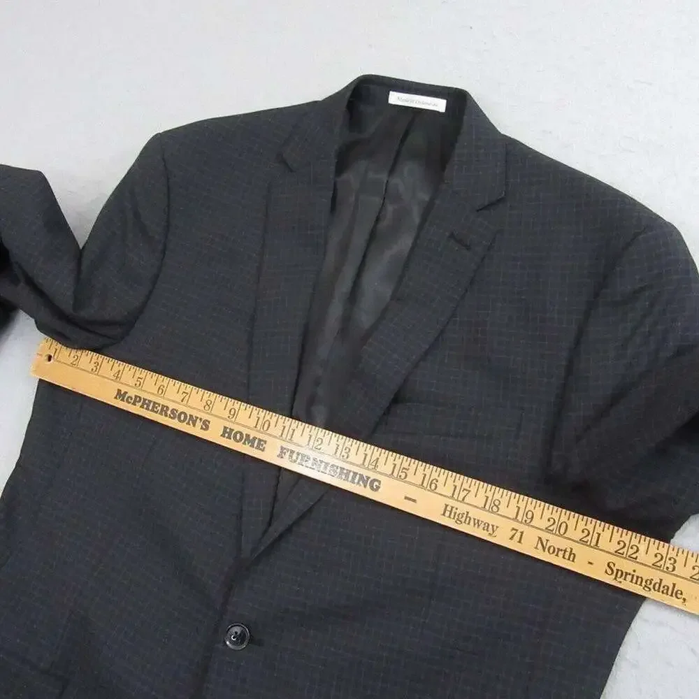 Murano Collezioni Men's 2-Piece Suit 44L Slim Fit Black Check Wool